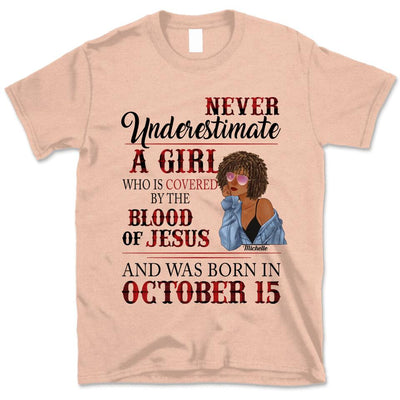 Christian Covered By The Blood Of Jesus Personalized August Birthday Gift For Her Custom Birthday Gift Customized August Girl Birthday Shirt Dreameris