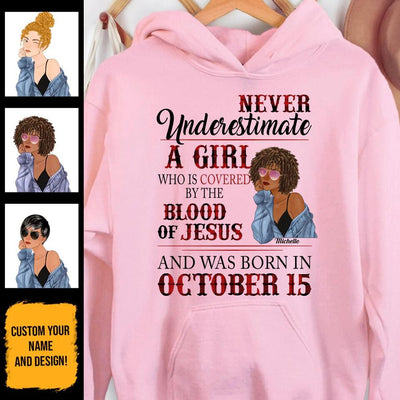 Christian Covered By The Blood Of Jesus Personalized August Birthday Gift For Her Custom Birthday Gift Customized August Girl Birthday Shirt Dreameris