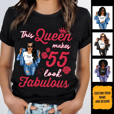(Custom Age & Year) This Queen Makes 55 Fabulous Turning 55 Birthday Gift 55th Birthday Gifts Custom 1968 Personalized 55th Birthday Shirts For Her Hoodie Dreameris