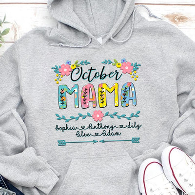 (Custom Name) October Mama Gift For Mom Personalized Mother's Day Nana Mama Gigi Shirt