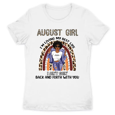 August Girl Boho Rainbow Leopard Personalized August Birthday Gift For Her Black Queen Custom August Birthday Shirt