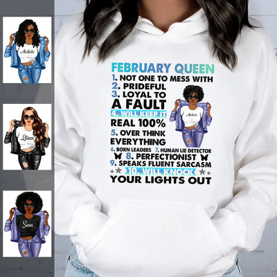 February Girl Facts Personalized February Birthday Gift For Her Black Queen Custom February Birthday Shirt
