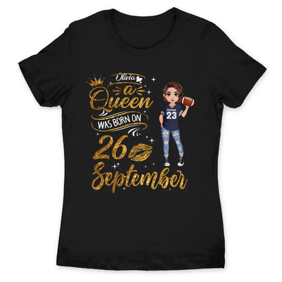 Personalized Custom September Birthday Shirt American Football Mom American Football Lovers Gift Sport Mom September Shirts For Women
