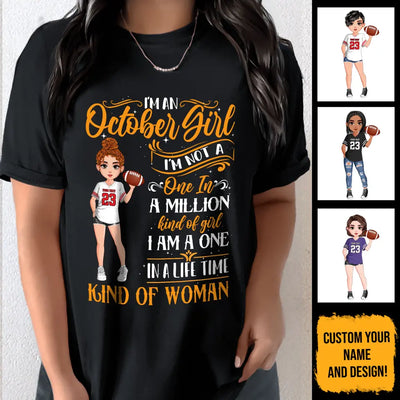 Personalized Custom October Birthday Shirt American Football Mom American Football Lovers Gift Sport Mom October Shirts For Women