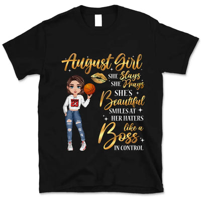 Personalized Custom August Birthday Shirt Basketball Mom Basketball Lovers Gift Sport Mom August Shirts For Women