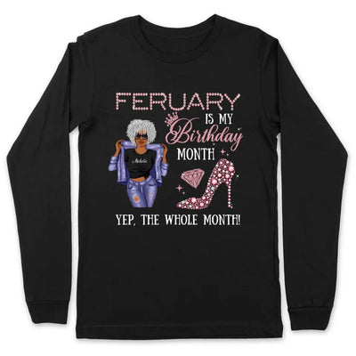 Personalized February Birthday Gift For Her Custom Birthday Gift Black Queen Customized February Birthday T-Shirt Hoodie Dreameris