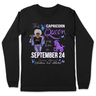 Capricorn Personalized December Birthday Gift For Her Custom Birthday Gift Black Queen Customized January Birthday T-Shirt Hoodie Dreameris