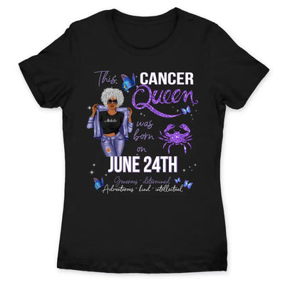 Cancer Personalized June Birthday Gift For Her Custom Birthday Gift Black Queen Customized July Birthday T-Shirt Hoodie Dreameris