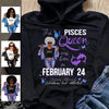 Pisces Personalized February Birthday Gift For Her Custom Birthday Gift Black Queen Customized March Birthday T-Shirt Hoodie Dreameris