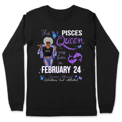 Pisces Personalized February Birthday Gift For Her Custom Birthday Gift Black Queen Customized March Birthday T-Shirt Hoodie Dreameris