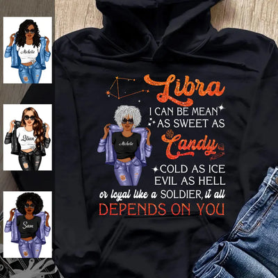 Libra Personalized October Birthday Gift For Her Custom Birthday Gift Black Queen Customized September Birthday T-Shirt Hoodie Dreameris