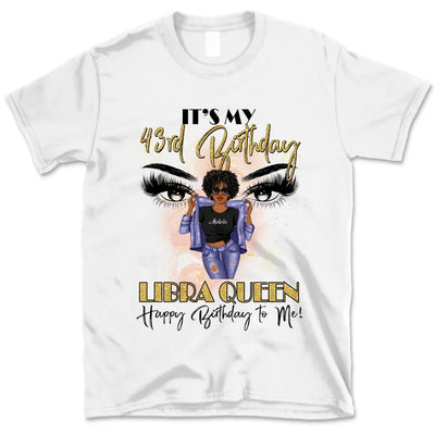 (Custom Birthyear) Libra Queen Personalized September Birthday Gift For Her Custom Birthday Gift Black Queen Customized October Birthday T-Shirt Hoodie Dreameris