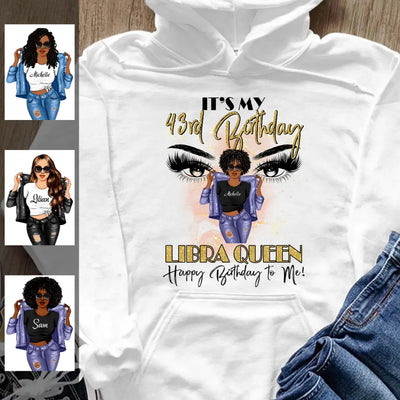 (Custom Birthyear) Libra Queen Personalized September Birthday Gift For Her Custom Birthday Gift Black Queen Customized October Birthday T-Shirt Hoodie Dreameris