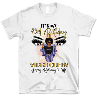 (Custom Birthyear) Virgo Queen Personalized September Birthday Gift For Her Custom Birthday Gift Black Queen Customized August Birthday T-Shirt Hoodie Dreameris
