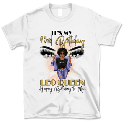 (Custom Birthyear) Leo Queen Personalized July Birthday Gift For Her Custom Birthday Gift Black Queen Customized August Birthday T-Shirt Hoodie Dreameris
