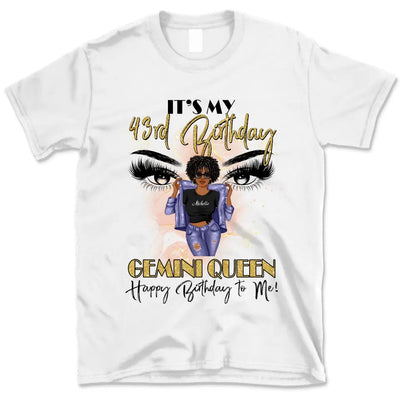 (Custom Birthyear) Gemini Queen Personalized May Birthday Gift For Her Custom Birthday Gift Black Queen Customized June Birthday T-Shirt Hoodie Dreameris