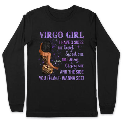 Virgo Girl Personalized September Birthday Gift For Her Custom Birthday Gift Black Queen Customized August Birthday T-Shirt Hoodie Dreameris