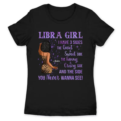 Libra Girl Personalized September Birthday Gift For Her Custom Birthday Gift Black Queen Customized October Birthday T-Shirt Hoodie Dreameris