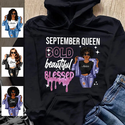 Bold Beautiful Blessed September Girl Hoodie Sweatshirt Personalized September Birthday Gift For Her Custom Birthday Gift Customized Dreameris
