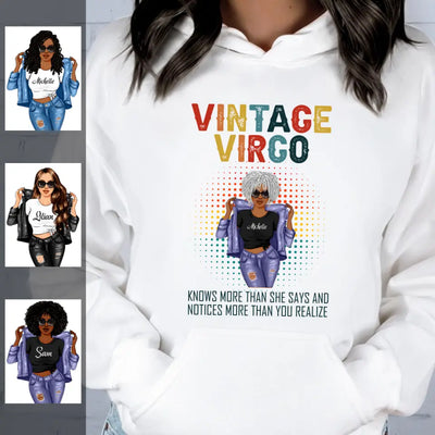 Vintage Virgo Think September Girl Hoodie Sweatshirt Personalized August Birthday Gift For Her Custom Birthday Gift Customized Dreameris