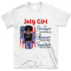 July Girl American Flag Personalized July Birthday Gift For Her Black Queen Custom July Birthday Shirt