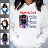 March Girl American Flag Personalized March Birthday Gift For Her Black Queen Custom March Birthday Shirt