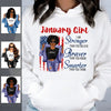 January Girl American Flag Personalized January Birthday Gift For Her Black Queen Custom January Birthday Shirt