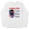 October Girl American Flag Personalized September October Gift For Her Black Queen Custom October Birthday Shirt