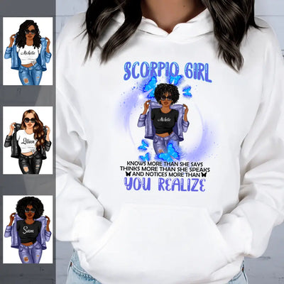 Scorpio Girl Zodiac Personalized November Birthday Gift For Her October Birthday Black Queen Custom November October Birthday Shirt