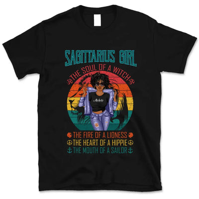 Sagittarius Girl Zodiac Sign Personalized November Birthday Gift For Her December Birthday Black Queen Custom November December Birthday Shirt