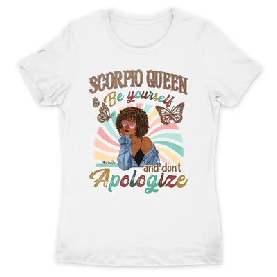 Scorpio Be Yourself Retro Vintage Personalized November Birthday Gift For Her Custom Birthday Gift Black Queen Customized October Birthday T-Shirt Hoodie Dreameris