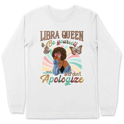 Libra Be Yourself Retro Vintage Personalized September Birthday Gift For Her Custom Birthday Gift Black Queen Customized October Birthday T-Shirt Hoodie Dreameris
