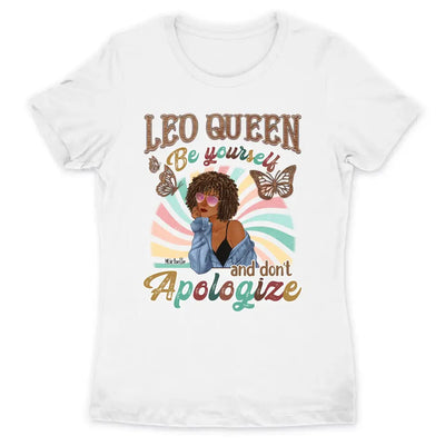 Leo Be Yourself Retro Vintage Personalized July Birthday Gift For Her Custom Birthday Gift Black Queen Customized August Birthday T-Shirt Hoodie Dreameris