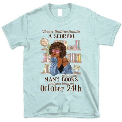 (Custom Your Birthday) Scorpio Book Lovers Personalized November Birthday Gift For Her Custom Birthday Gift Black Queen Customized October Birthday T-Shirt Hoodie Dreameris