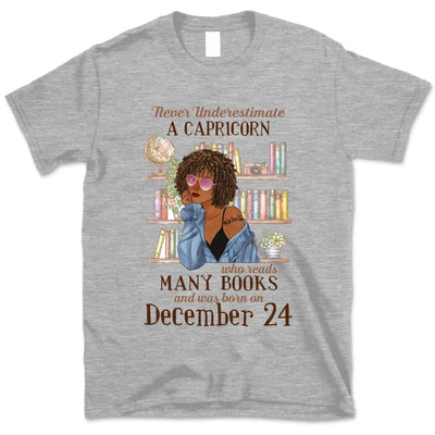 (Custom Your Birthday) Capricorn Book Lovers Personalized January Birthday Gift For Her Custom Birthday Gift Black Queen Customized December Birthday T-Shirt Hoodie Dreameris