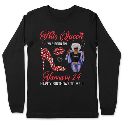 (Custom Birth Date) Personalized February Birthday Gift For Her Custom Birthday Gift Black Queen Customized February Birthday T-Shirt Hoodie Dreameris
