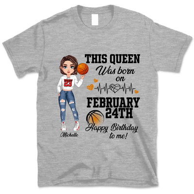 Personalized Custom February Birthday Shirt Basketball Mom Basketball Lovers Gift Sport Mom February Shirts For Women