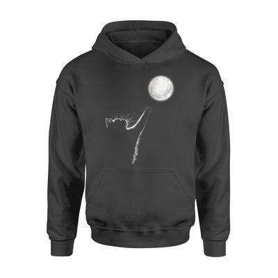 Cat Silhouette Reaching For The Moon For Cat Lover - Premium Hoodie - Dreameris