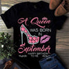 A Queen Was Born In September Happy Birthday To Me Birthday Gifts Diamond Glitter Pattern Standard Women's T-shirt - Dreameris