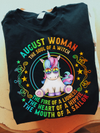 August Girl The Soul of A Witch Peace Unicorn Hippie Birthday Gift Standard/Premium T-Shirt Hoodie - Dreameris