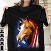 Horse American Flag Cotton T-shirt - Dreameris