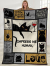 Impress Me Human Cute But Spycho Black Cat Red Wine Fleece/Sherpa Blanket - Dreameris