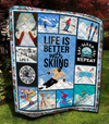 Life Is Better With Skiing Gifts For Skiers Fleece/Sherpa Blanket - Dreameris