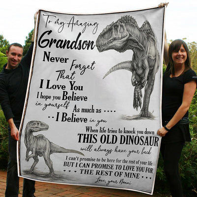 My Amazing Grandson Dinosaurs Believe In Yourself Gift From Nonni Fleece Blanket-Sherpa Blanket - Dreameris