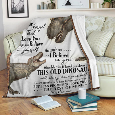 My Grandson Dinosaurs Believe In Yourself Gift From Nan Nan Fleece Blanket-Sherpa Blanket - Dreameris