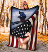 Skier And American Flag Gift For Skiing Lovers Fleece/Sherpa Blanket - Dreameris