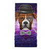 Boxer dog in bowler hat bow and magnifier glass - Neck Gaiter - Dreameris
