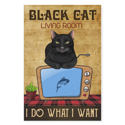 Black cat living room i do what i want -Matte Canvas - Dreameris