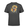 FF Sunflower Amercan Flag Faith Hope Love Cotton T-Shirt - Dreameris