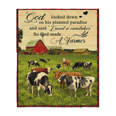 [Dreameris] So God Made A Farmer Sherpa Blanket - Dreameris